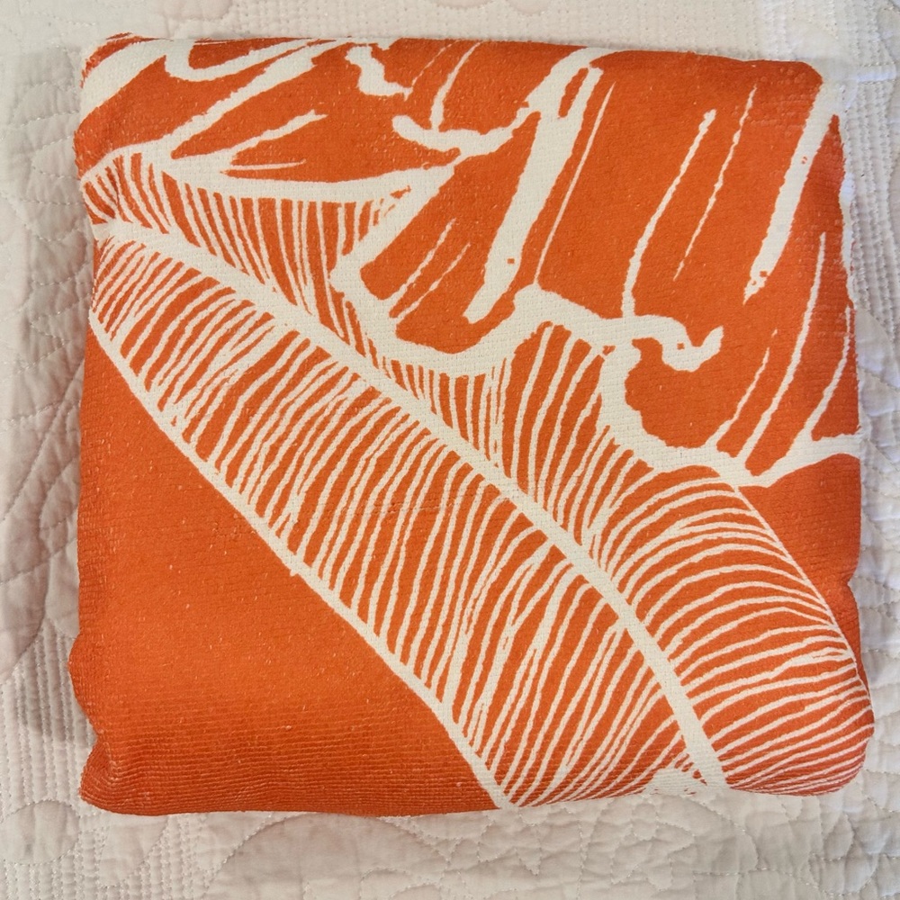 Summer and Rose round beach towel. Beautiful orange and white print. New
